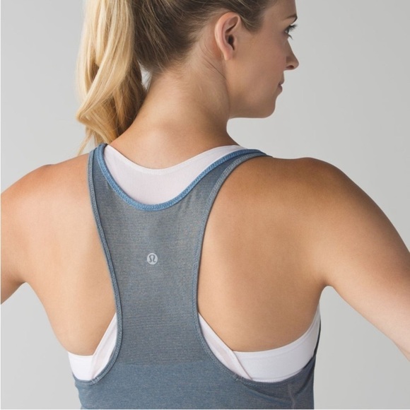 Lululemon What The Sport Singlet Iridescent Tank in Heathered Poseidon Gold Sz 2 - Picture 2 of 10